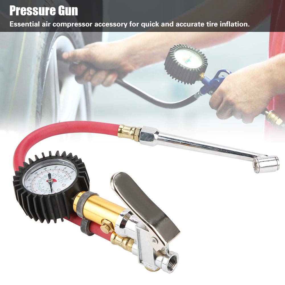 Tire Pressure Gun, 1/4" Digital Tire Inflator with Pressure Gauge, Heavy Duty Auto Air Inflating Gun for Bike, Motorcycle, Automobile,Trunk