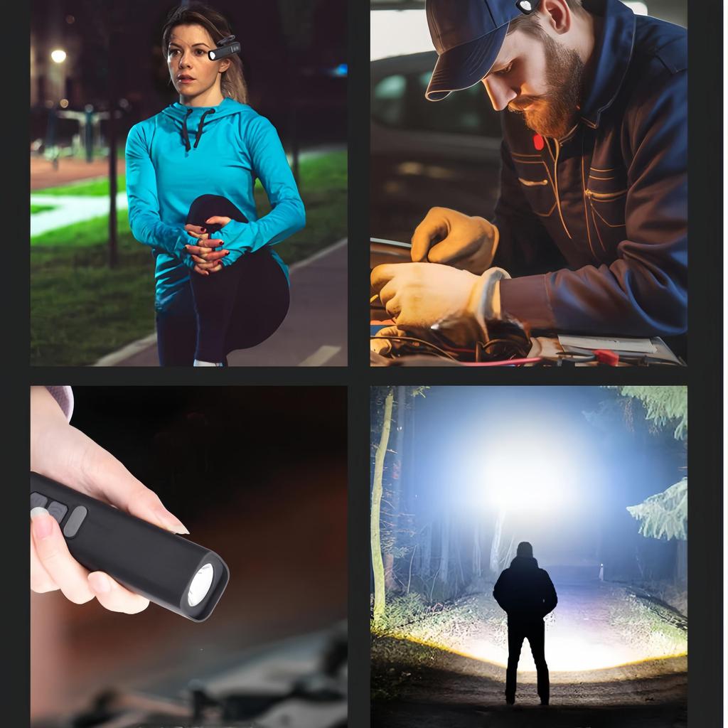 Outdoor Stirnlampe mit Bewegungssensor Lange Akkulaufzeit Hohe Helligkeit Ohrhänge-Taschenlampe Multifunktionale Stirnlampe für Nachtangeln