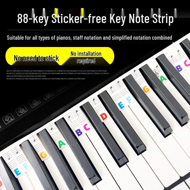

Трансграничная полоска с нотами для фортепиано/электронного органа - Наклейки для нотного стана для 88 клавиш 88-key colorful note strips (OPP bag)