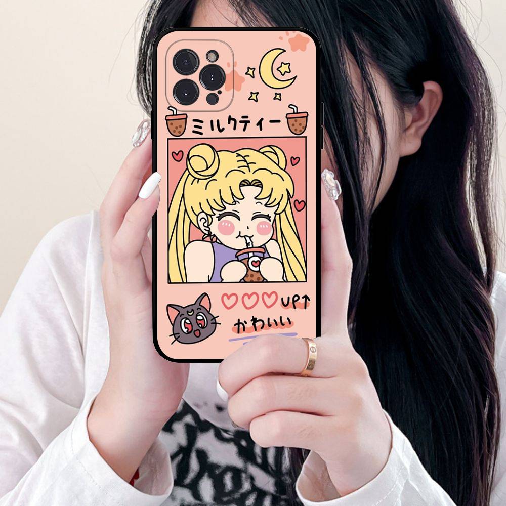 S-Sailors Anime Moon Phone Case For IPhone 17 16 15 14 13 12 Mini 11 Pro Plus Soft Silicone Cover