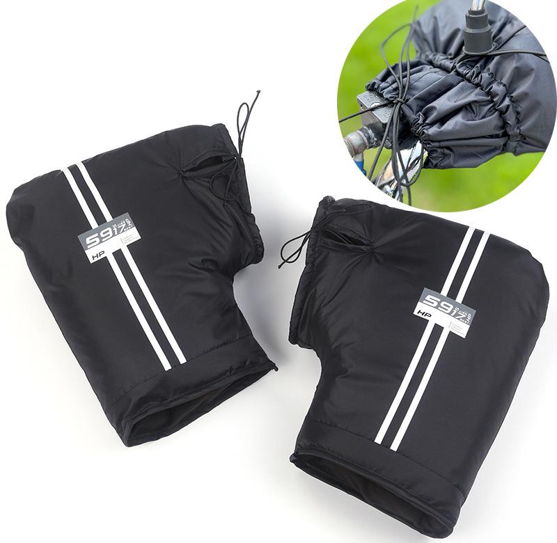 Electric Bicycle Winter Handlebar Cover: Waterproof, Windproof, Thick Fleece Gloves for Cold-Proof Riding