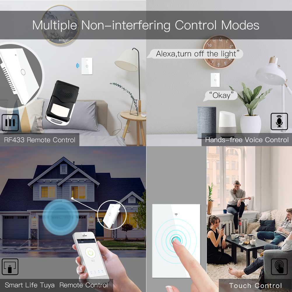 

НОВЫЙ Wi-Fi умный выключатель света RF433 без нейтрального провода, одиночный пожар, управление приложением Smart Life Tuya, работает с Alexa Google Home, 110 В