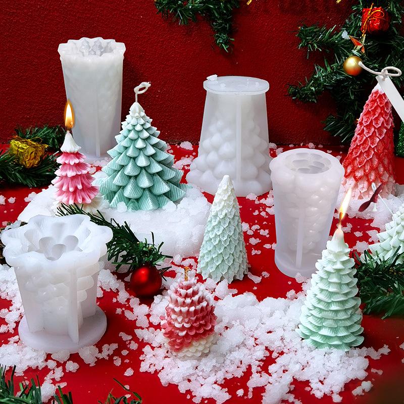 WTEMPO 1PC Christmas Tree Modeling Candle Silicone Mold Thanksgiving Christmas DIY Handmade Aromatherapy Candle Mold