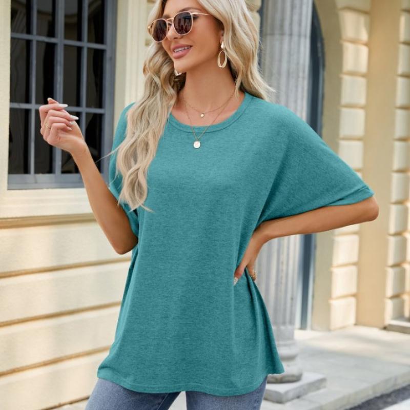 Summer New Women's T-shirt Solid Color Round Neck Loose Short-sleeved T-shirt Tops