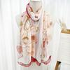 Thin Soft Long Chiffon Scarf Flower Print Beach Scarves Sun Protection Scarf  for Casual Wear