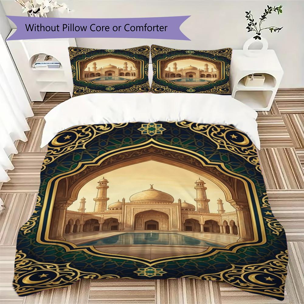 Muslim Pattern Bedding uilt Set uilt Cover Pillowcase Home Decoration Birthday Gift (1 * duvet cover + 2 * pillowcase  without core)127