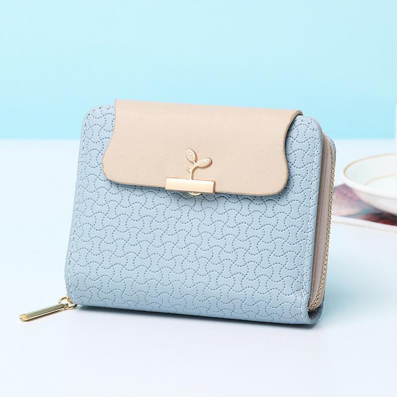 2025 Damen High-End Color Block Kurzes Portemonnaie & Kartenhalter Münzbörse