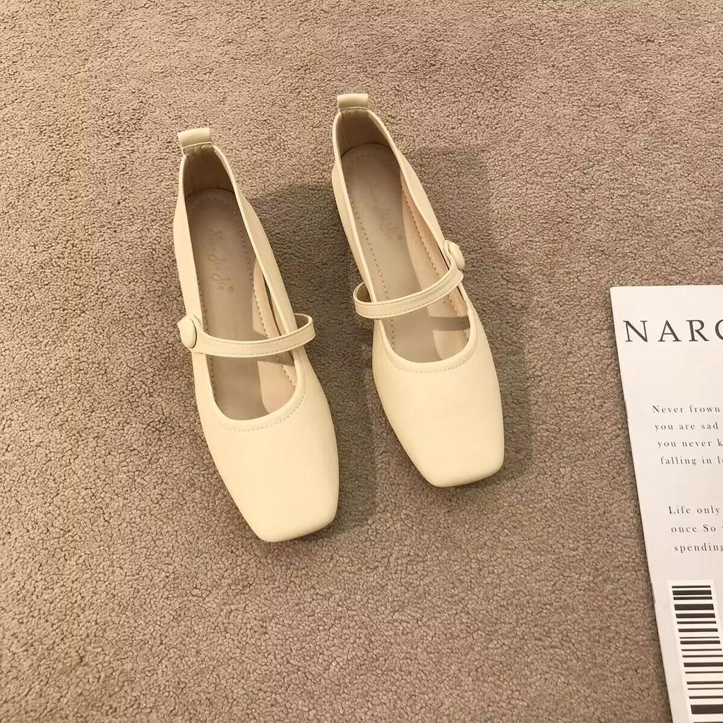 Japanese Style Lolita White with Medium Heels Gothic Women's Summer Footwear Black Mary Jane Square Toe Shoes for Woman 2025 E