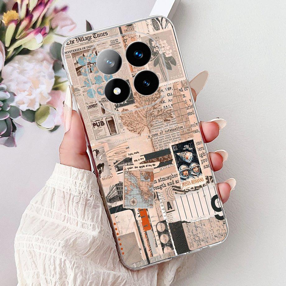 Soft Liquid Silicone Back Cover For Xiaomi Redmi Note 14 Pro Plus Phone Case Marble Gothic Style Bumper For Redmi Note 14 4G 5G