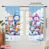 2pcs,2D Plane Printing Curtain Popular Snowman Family Winter Polyester Fabric (without Rod) Decorations Outdoor Use for Various