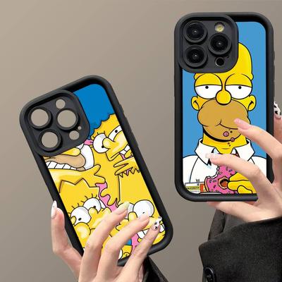 Erwachsene Animation Simpsons Handyhülle Für IPhone 17 16 15 14 13 12 11 Pro Max Mini Plus Weiche TPU Rückseite