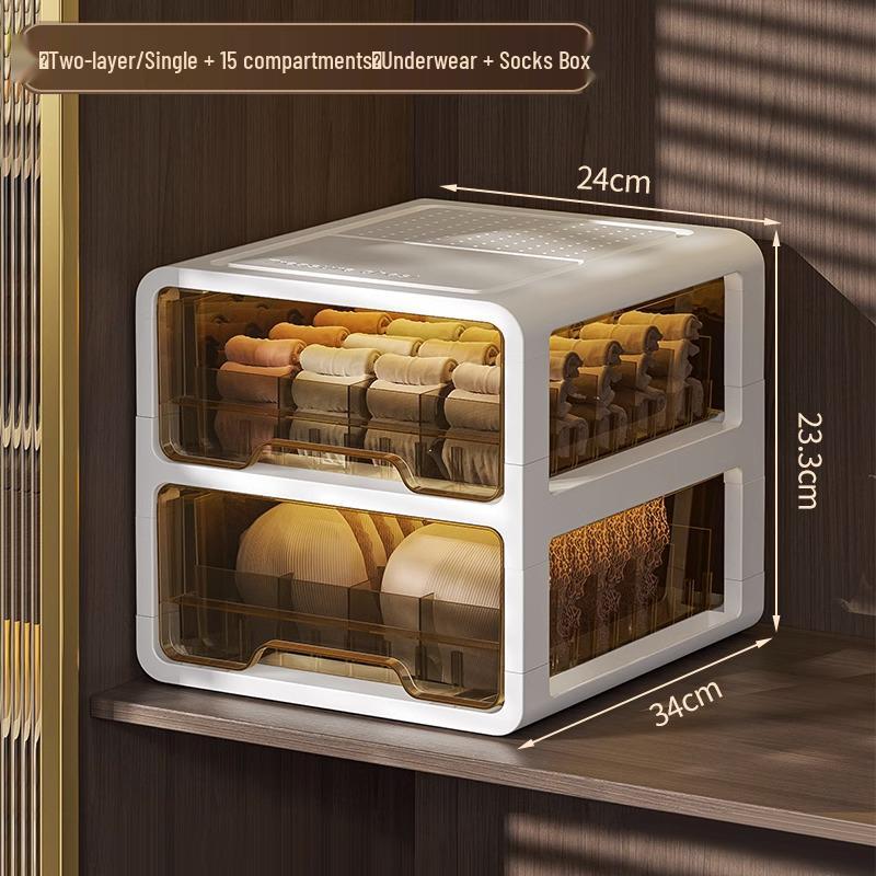 Three-in-One Drawer-Style Underwear, Sock & Panty Organizer Box
