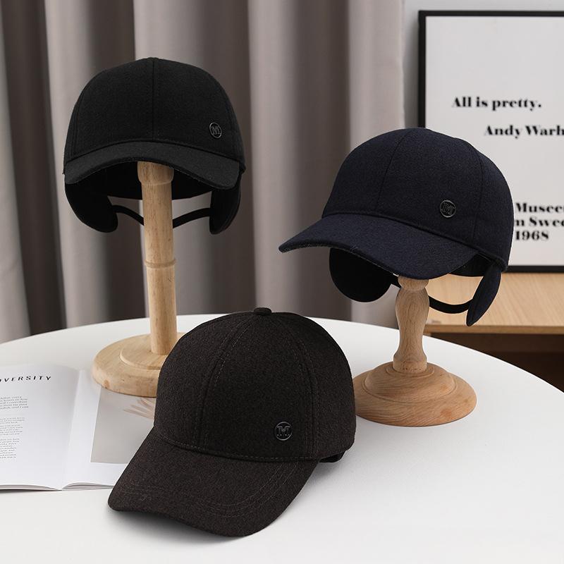 New Autumn and Winter Men's Baseball Cap Fashionable Hard Top Ear Protection Baseball Cap Warmth Thickened Cold Proof Hat