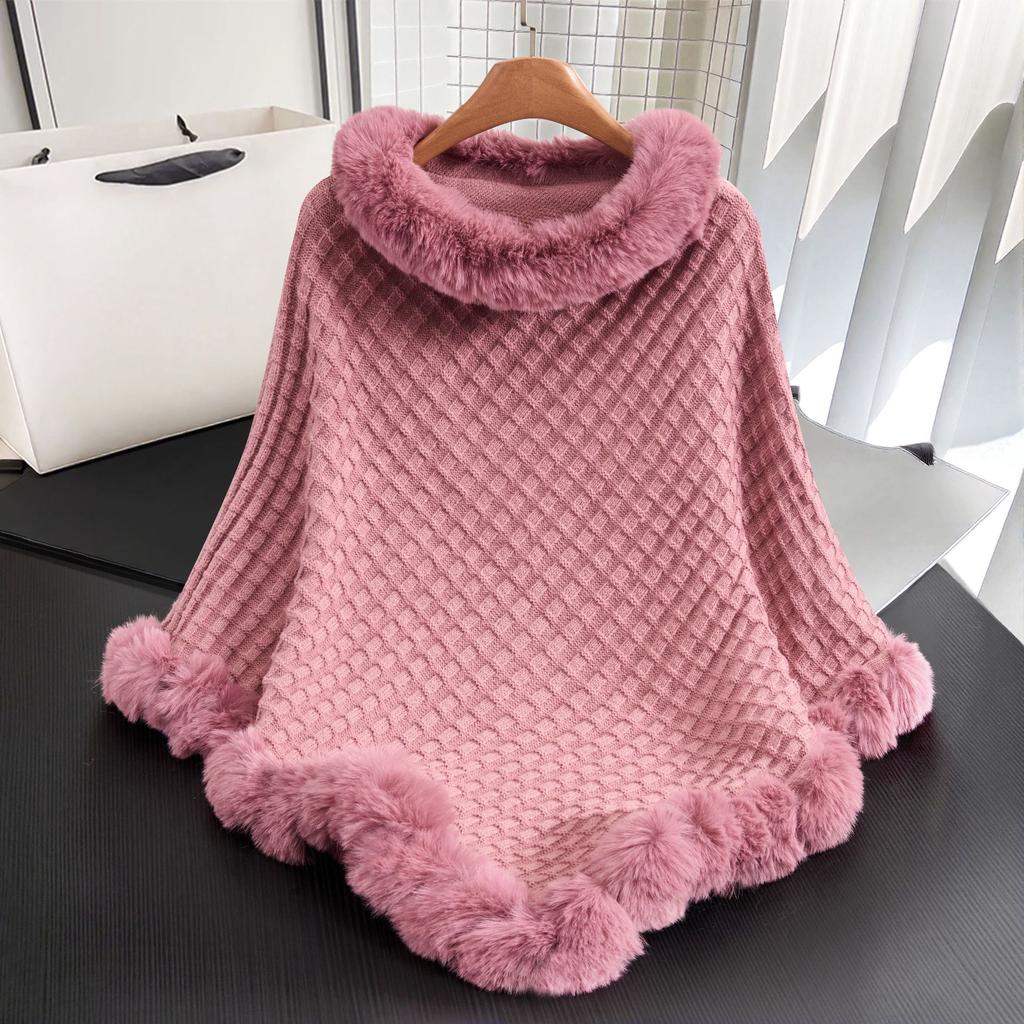 Elegant Classic Waffle Knit Cape-women's Decorative Fall and Winter New Warm Fashion Wedding Evening Dress Shawl