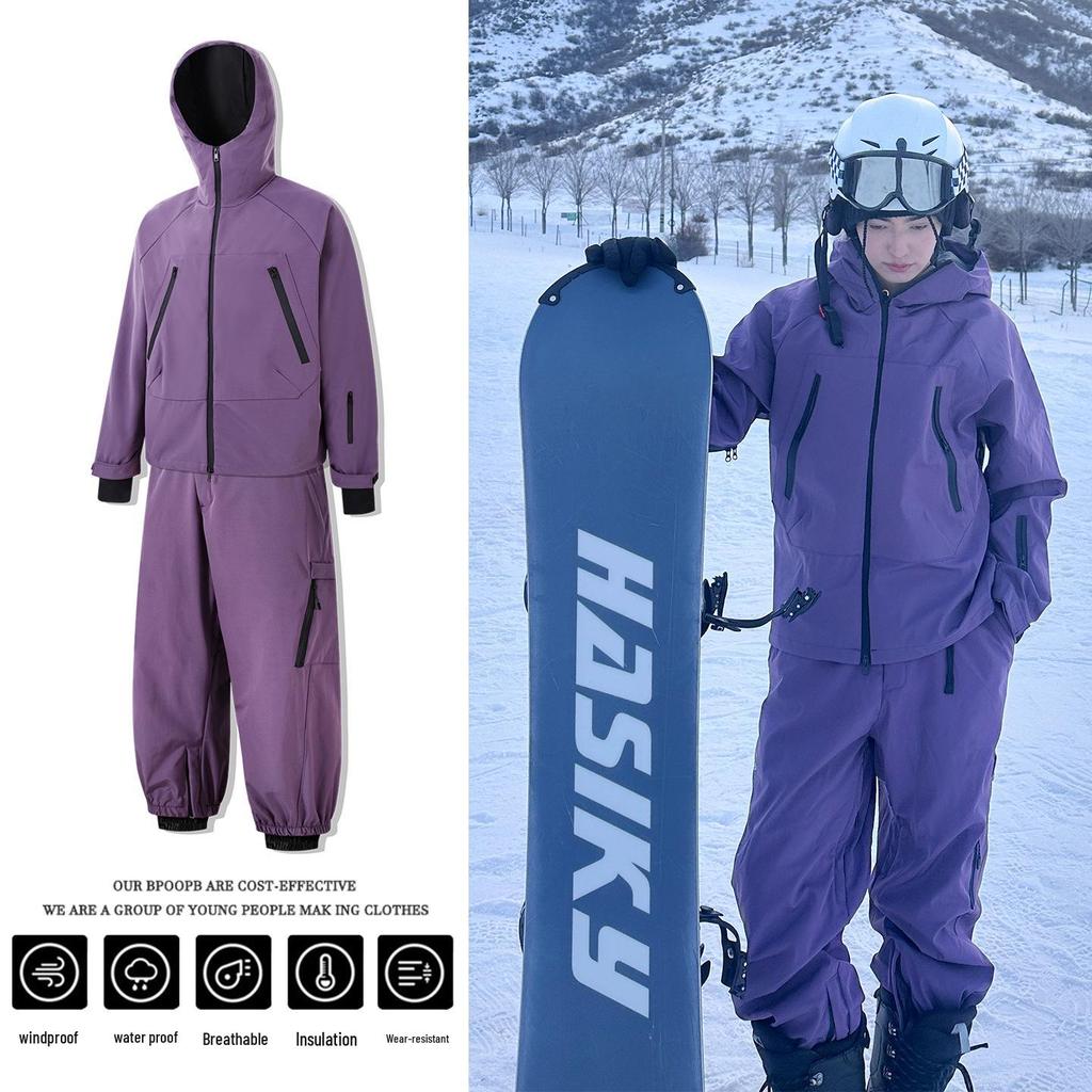 2026 American Snow Town Men's & Women's Waterproof Ski Suit Set - Warm, Niche Outdoor Snowsuit for Snowboarding & Skiing
