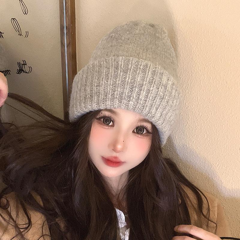Outdoor Cycling Ear Protection Student Cold Protection Hat Simple Solid Color Knitted Hat