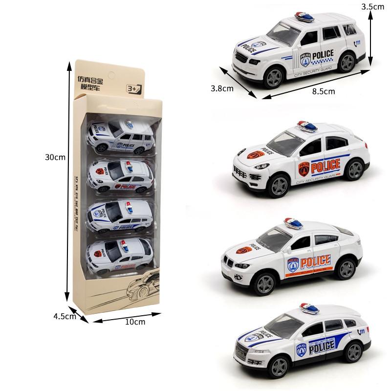 4Pcs Set Todder Car Toy Multi-Style Police School Bus Taxiing Alloy Mini Car Model Kids Pocket Small Durable Car kid gifts