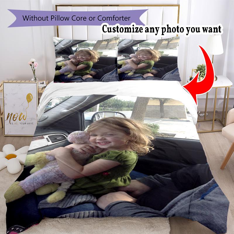 Customize Photos Customize Your Photo Bedding Set Breathable Duvet Cover with Pillowcases Home Decoration Birthday Gift