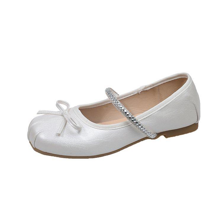 French flat shoes, silver single shoes women, new autumn to pair with skirts, ballet, Mary Jean, and small leather shoes P378