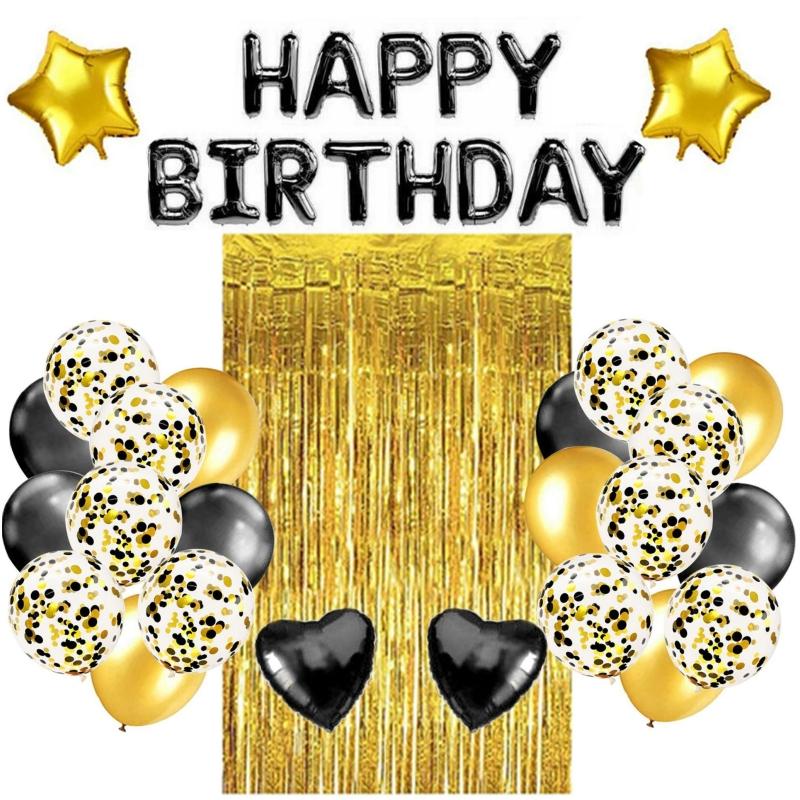 27 stuks/set Verjaardagsdecoratiesets Letter Gefeliciteerd Ballon Regen Zijde Gordijn Babyborrel Verjaardagsfeest Decoratie Ballonnen