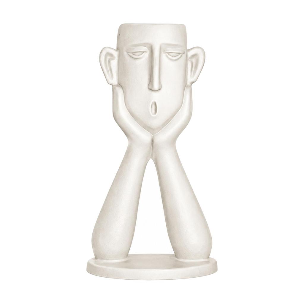 Abstract Face Vase Carved Unique Pen Holder for Living Room, Hallway, Office Nordic
