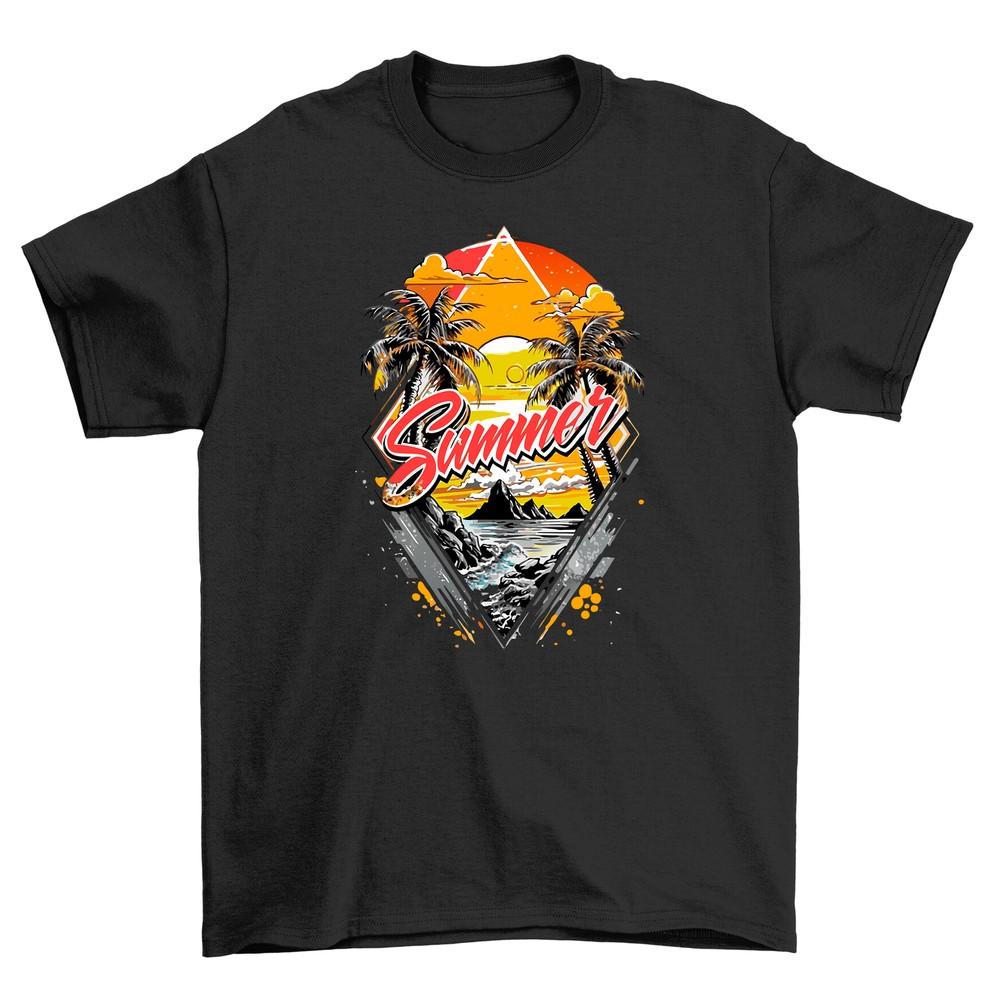 Summer_8 Beach Vibes T-shirt - Funny Sunset Scene! 100% Cotton, Unisex Printed D