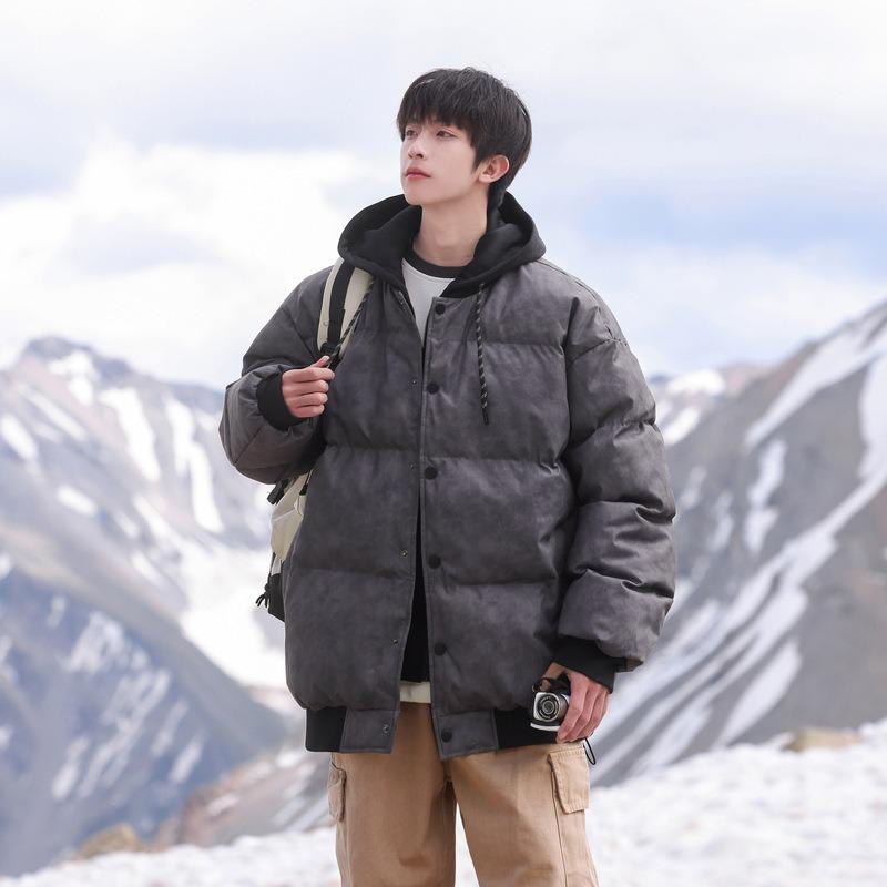 Men's Winter Thickened Hooded Cotton Jacket - Two-Piece Design, Warm Casual Outerwear