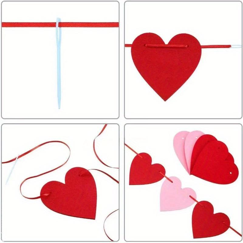 3pcs Valentines Day Red Heart Banner Garland Bunting Love Heart Paper Banner Valentines Day Decoration Party Banner String