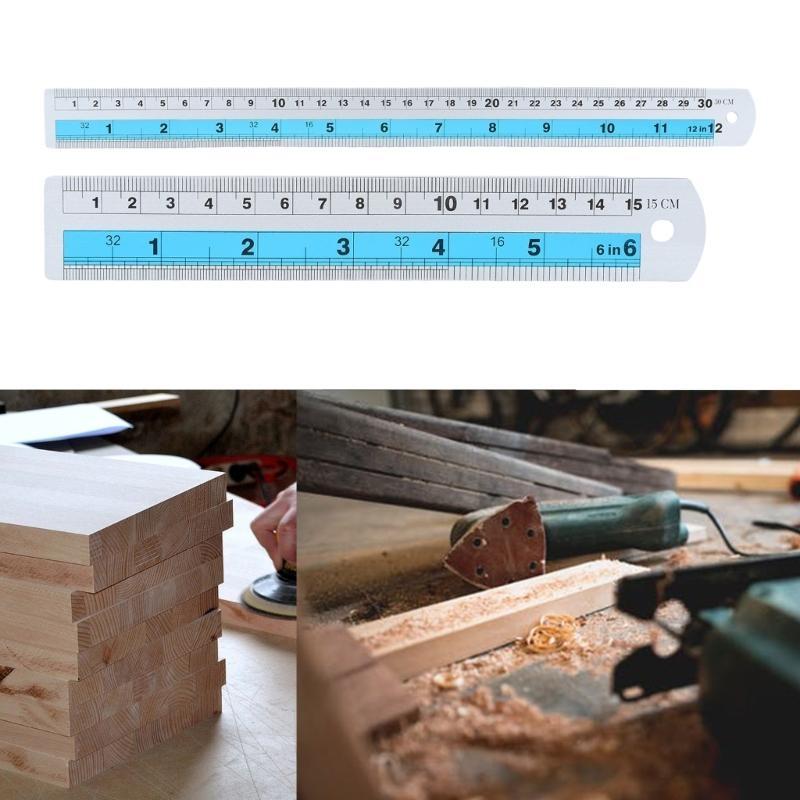 6in & 12in Straight Edges Ruler with Imperials and Metric Measurements Stainless Steel Ruler Set for Project Crafting
