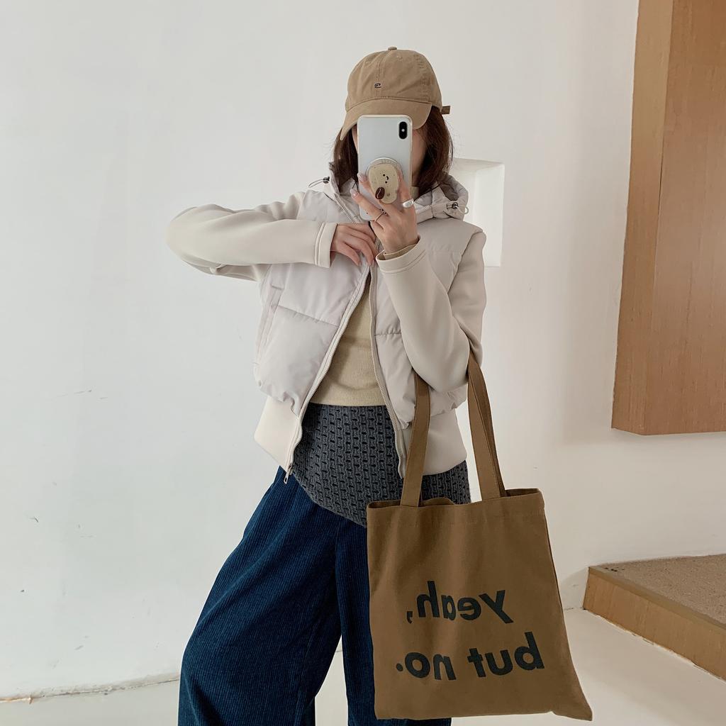Autumn and winter new European and American style hooded waist fashion cotton jacket light and thin hooded splicing coat