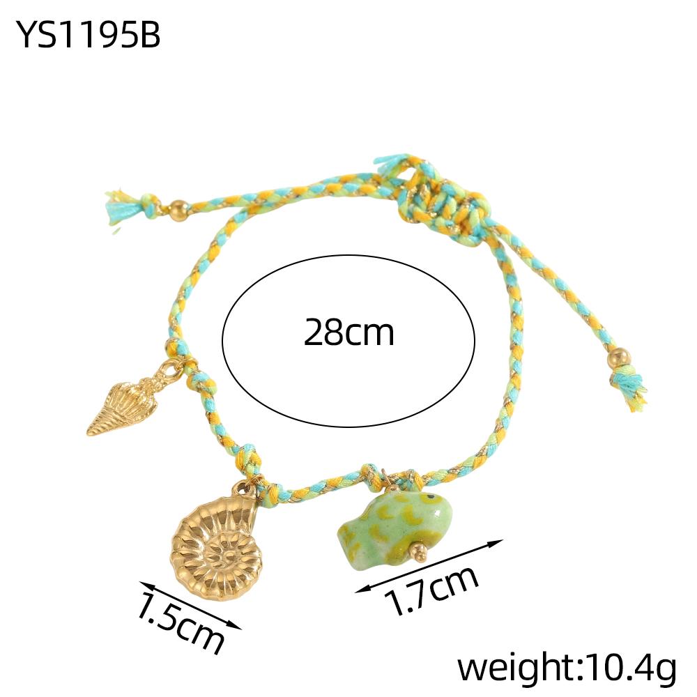 

CARLIDANA Bohemian Style Handmade Colorful Braided Rope Stainless Steel Gold Plated Pendant DIY Charm Bracelet Femme Women