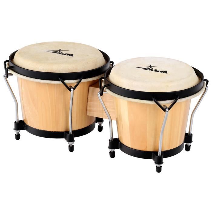 Bongos - xdrum bongo club standard nature - 2 drums - natural skins - black satin