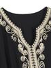 EDOLYNSA Solid Color Vintage Embroidered Bat Sleeve Kaftan Tunic Casual V-neck Side Split Beach Maxi Dress Summer Women Beachwear Swimsuit Cover Up
