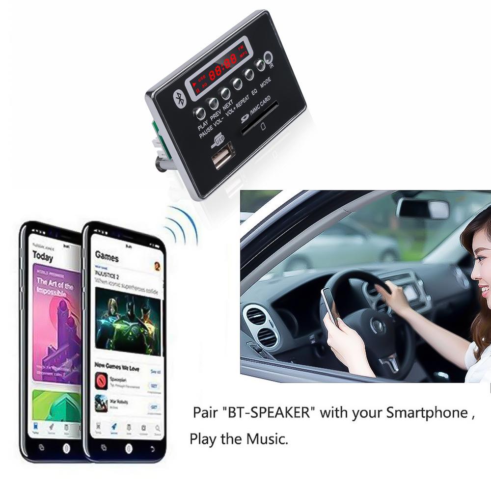 Wireless MP3 Decoder Board Module 5V 12V Hands-free Car USB Player WMA WAV USB FM Aux Radio For Car Integrated Remote Control