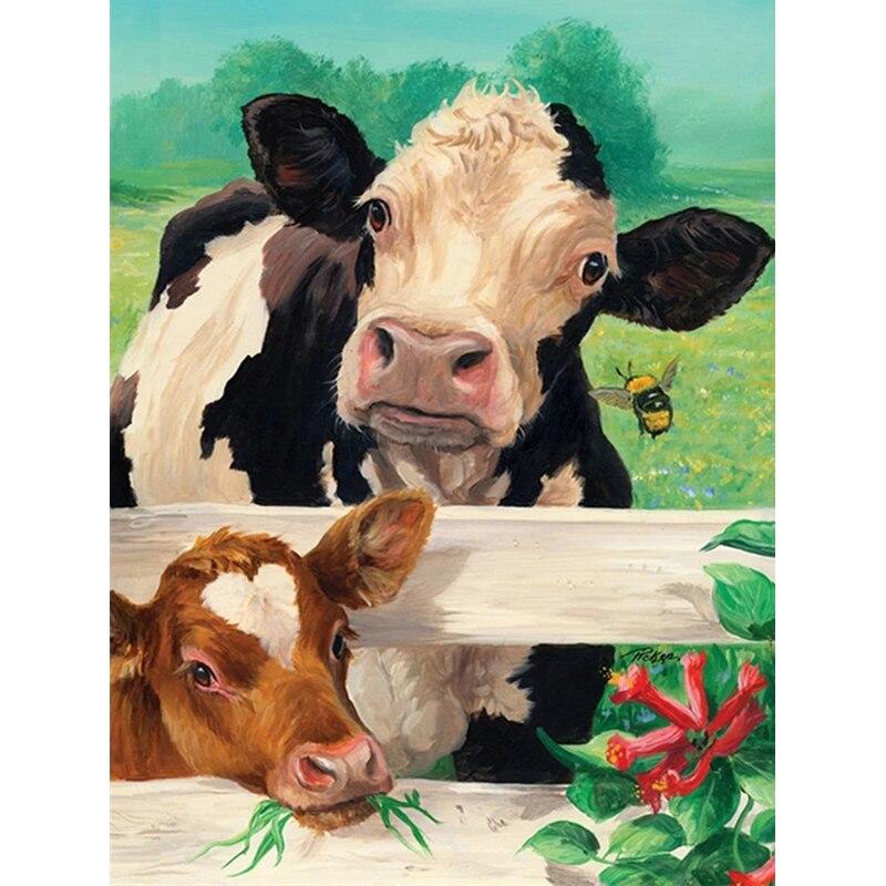 Noua pictură cu diamant 5D bricolaj, bovine, broderie cu diamante, animale, punct de cruce, găurit rotund complet, meșteșuguri, decorațiuni pentru acasă, cadou manual