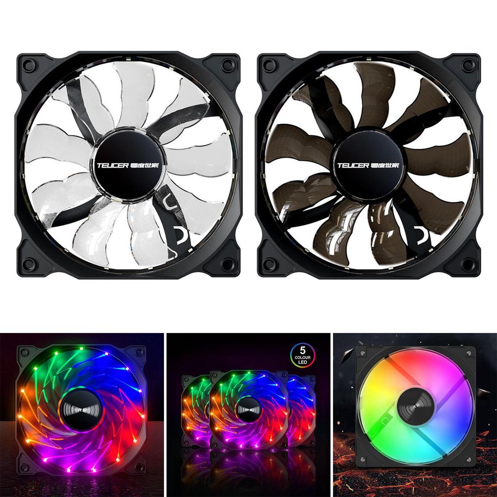 120mm Case Fans PC with Hydraulic Bearing, 4 Soft Silicone Cushion, 15 LED Lamp