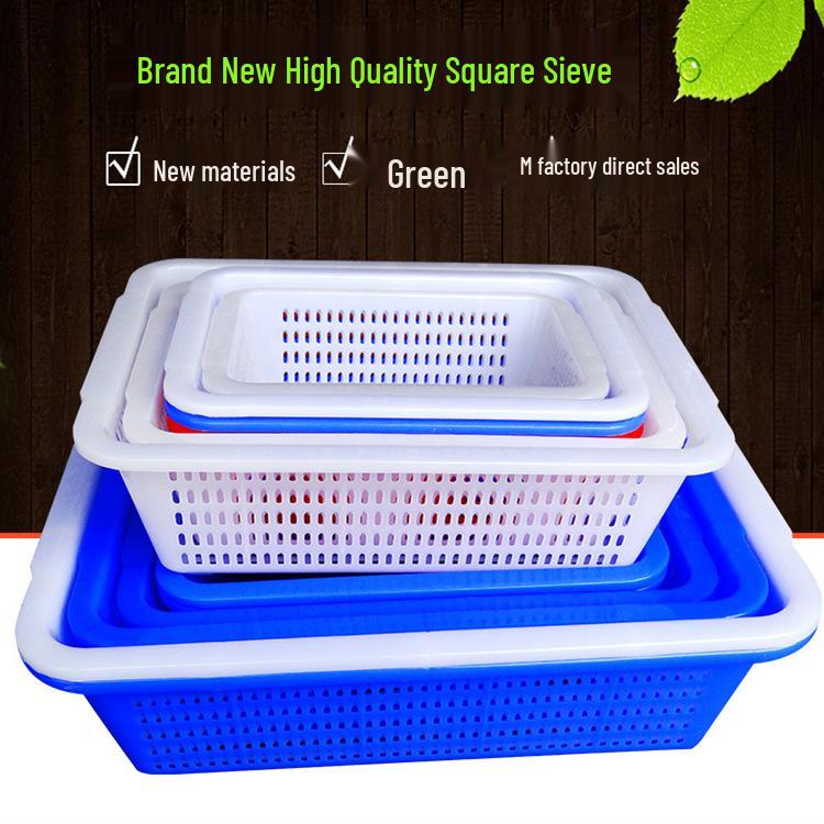 Sturdy Square Plastic Sorting and Draining Basket for E-commerce and Warehouse