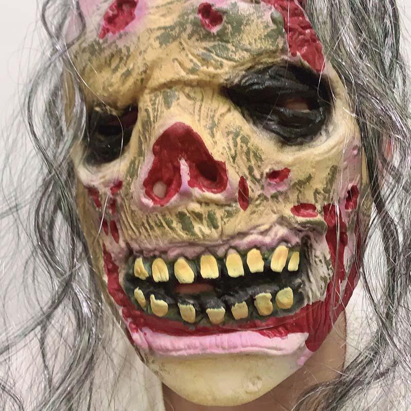 Halloween Horror Mask with Hair Zombie Mask Masquerade Costume Performance