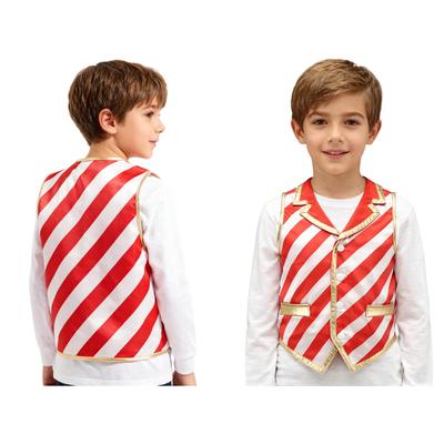 Kids Christmas Vest Candy Cane Striped Sleeveless Waistcoat Santa Claus Top Holiday Costume