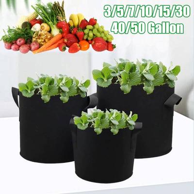 5Pcs 3-50 Gallons Grow Bags Non-Woven Fabric Plant Pots With Handle Garden Planting Bag For Tomato, Potato, Strawberry, Flowers Set