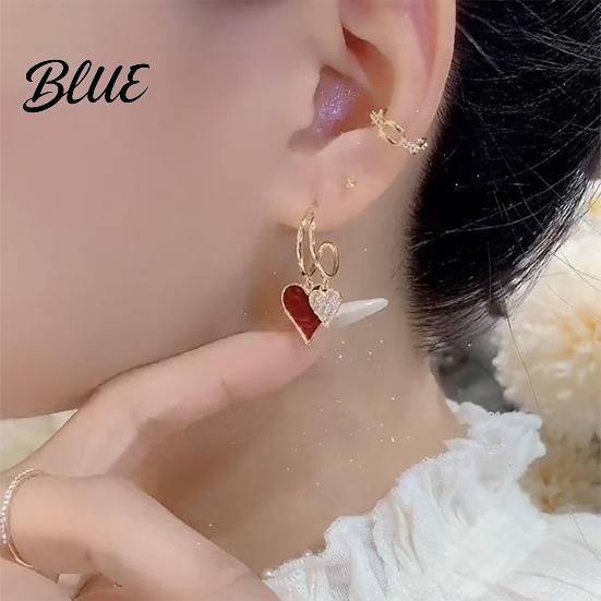 Dangle Earrings Love Heart Women Rhinestone Drop Sparkling Valentine's Day