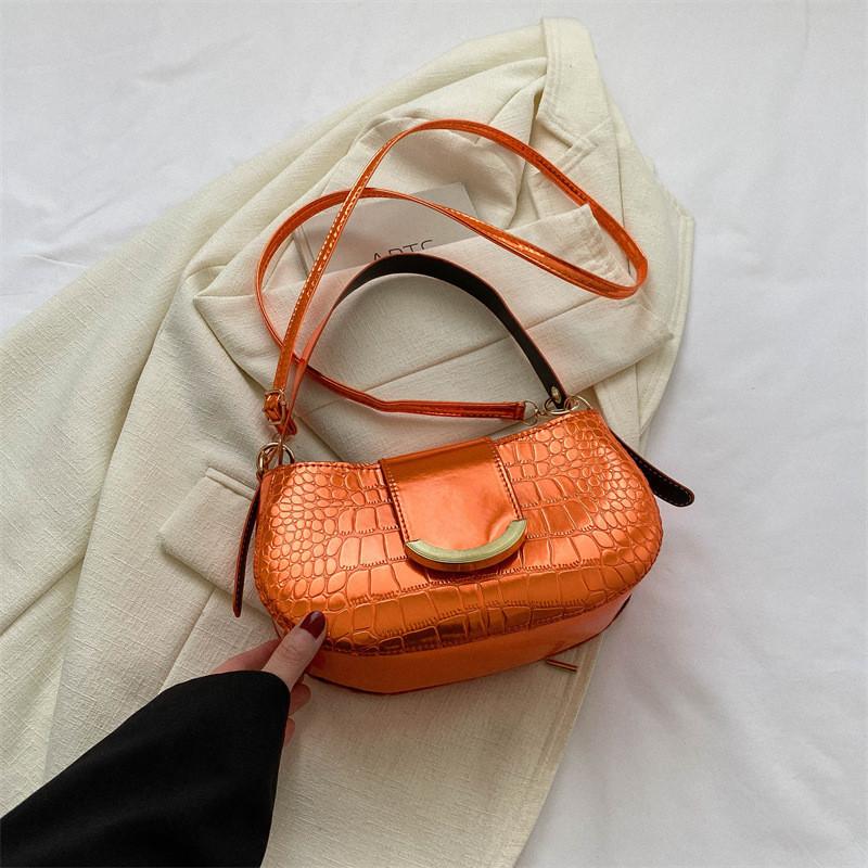 

Chic Summer 2023 Small Square Bag For Women Pu Leather Casual Shoulder Tote помаранчевий
