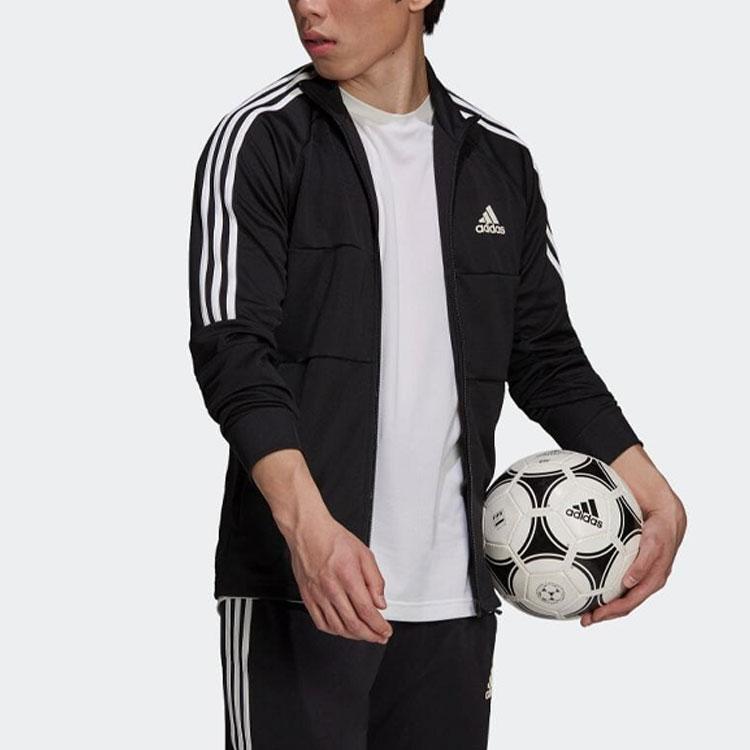 Adidas Logo Embroidered Striped Zip Jacket Men Jackets Black H28910