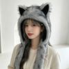 Plush Cats Ear Hat with Faux Furs Look Earflaps, Long Coverage Thick Warm Hat for Cold Weather Daily Outfit Styling, Outdoor Activity