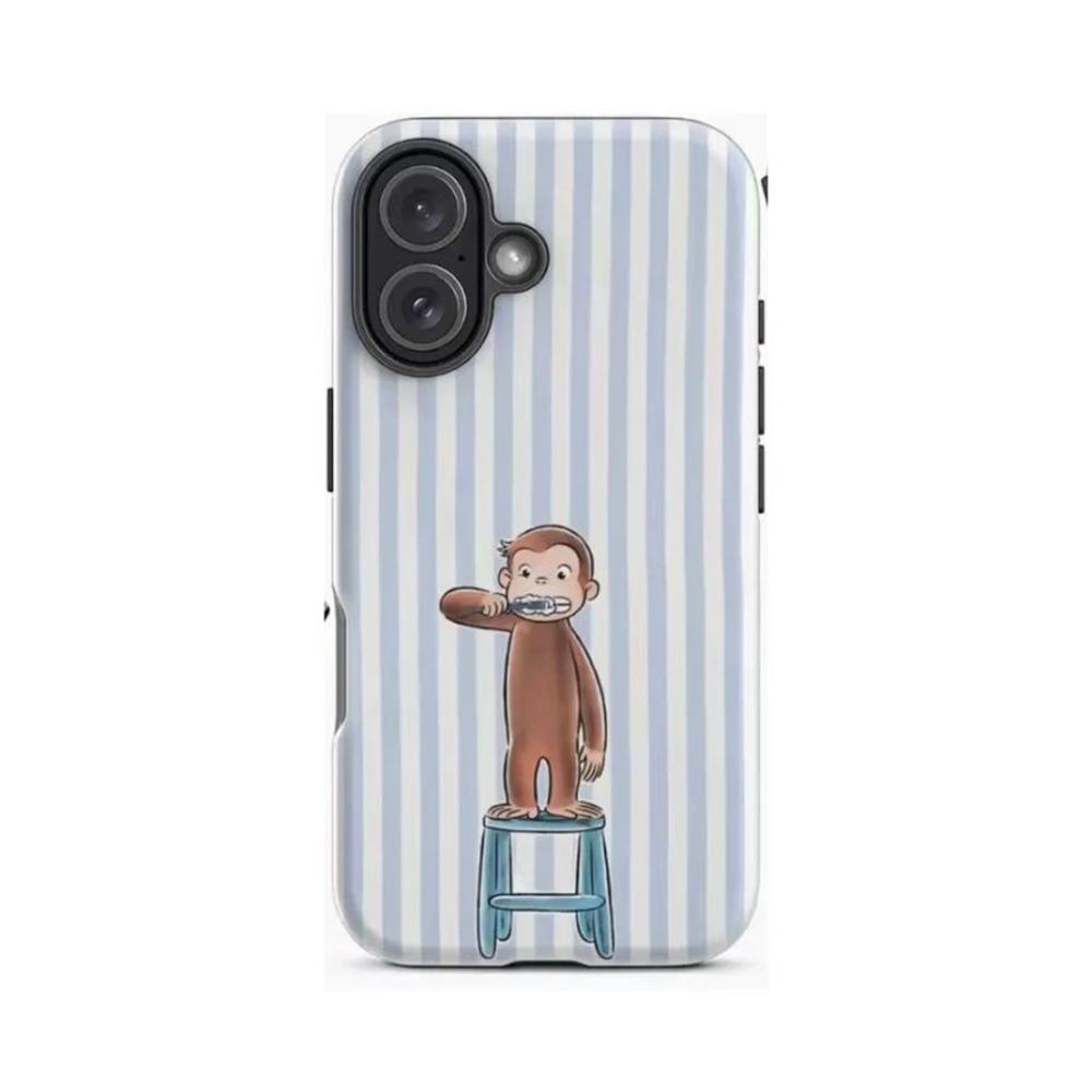 Luxury Clmj Cute Monkey Curious George Phone Case for iPhone 17 16 15 14 13 12 11 X XS Air Pro Max Plus Double-layer Back Cover