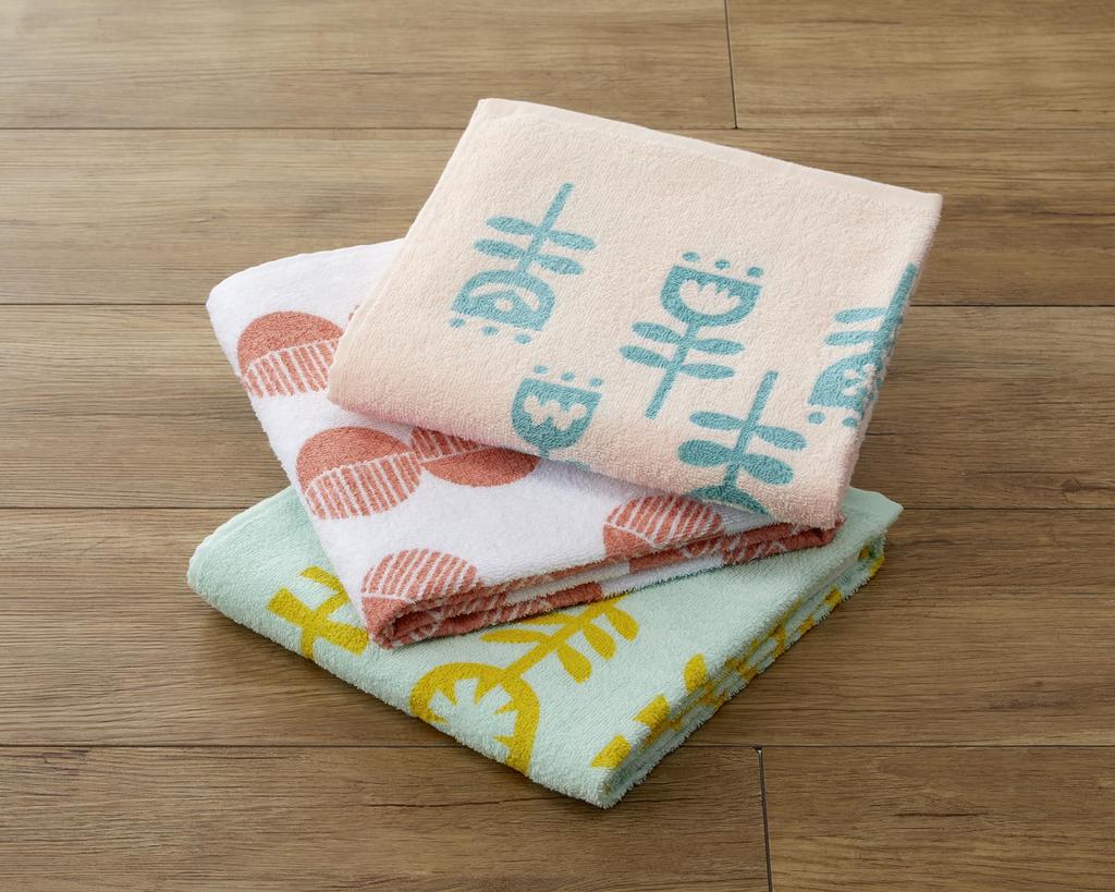 Kosugizen Mini Bath Everyday Print Scandinavian 3 Colors 1 of 50 x 100 Convenient Compact Thin Quick Set of Towels, Towels, Style, (3 Patterns), Each,