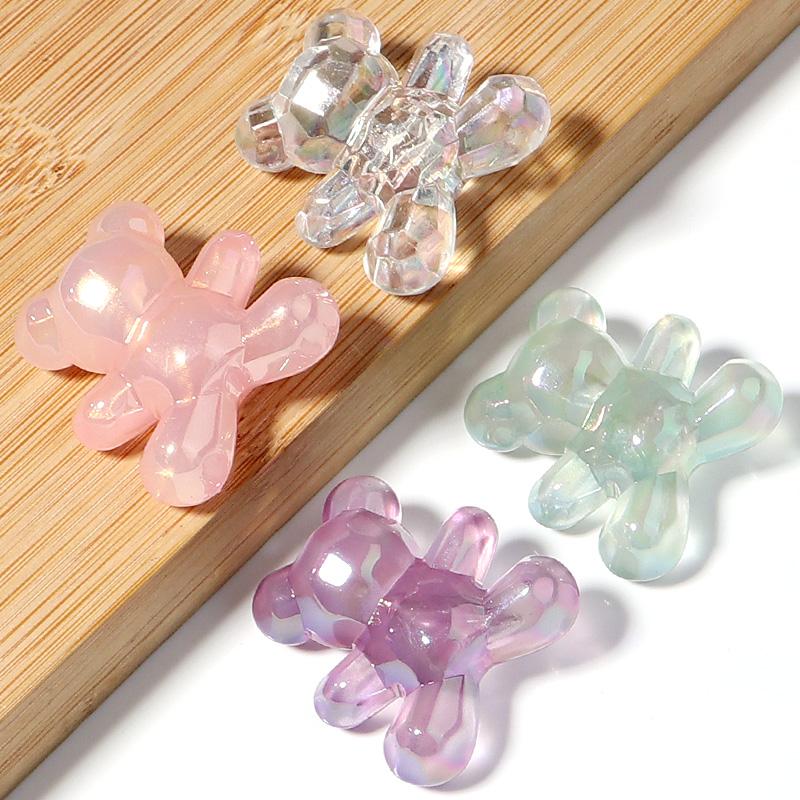 10Pcs Candy Color Bear Acrylic Beads Faceted Cute Gummy Bear Loose Beads for Jewelry Making DIY Gifts Necklace Bracelet Supplies