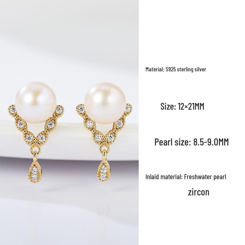 Elegant French Teardrop Pearl Studs for Women – S925 Sterling Silver, Light Luxury  Retro Style 925 Sterling Silver