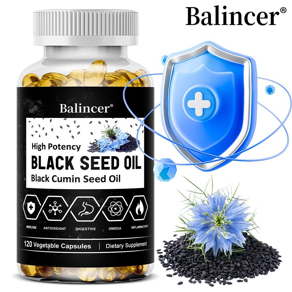 Balincer Black Seed Oil Capsules, Black Cumin Seed Oil, Nigella Sativa, 500mg, 120 Caps