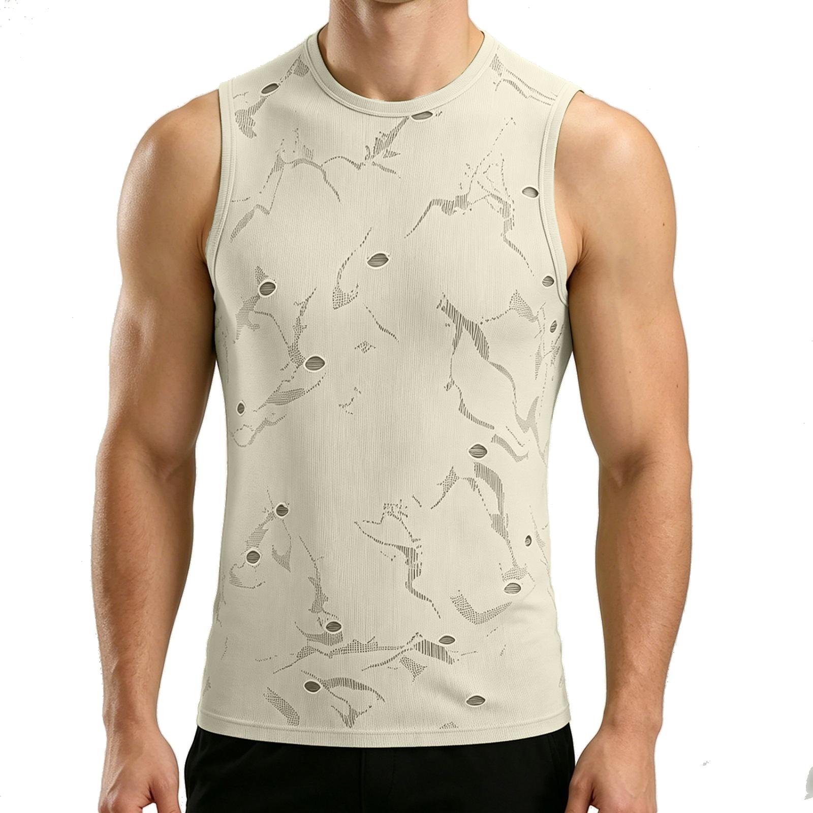 

Men s Knitted Hole-front Pullover, Breathable And Quick-drying, Sleeveless, Suitable For Fitness, Running, Sports And Outdoor Activities. L бежевый
